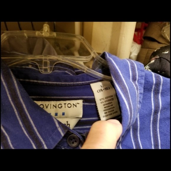 Covington Stretch Blue Striped Long Sleeve Button Down Women's Shirt Size L - Picture 3 of 3